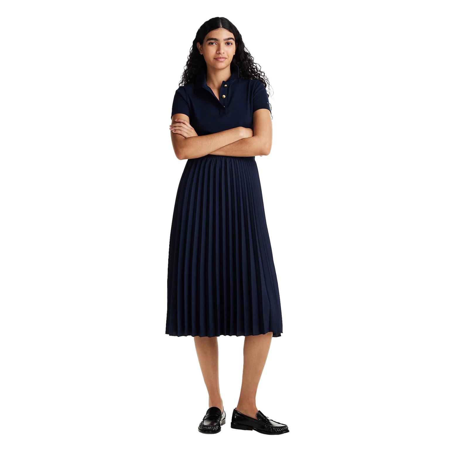 Tommy Hilfiger Gold-Tone Button Slim Midi Polo Dress